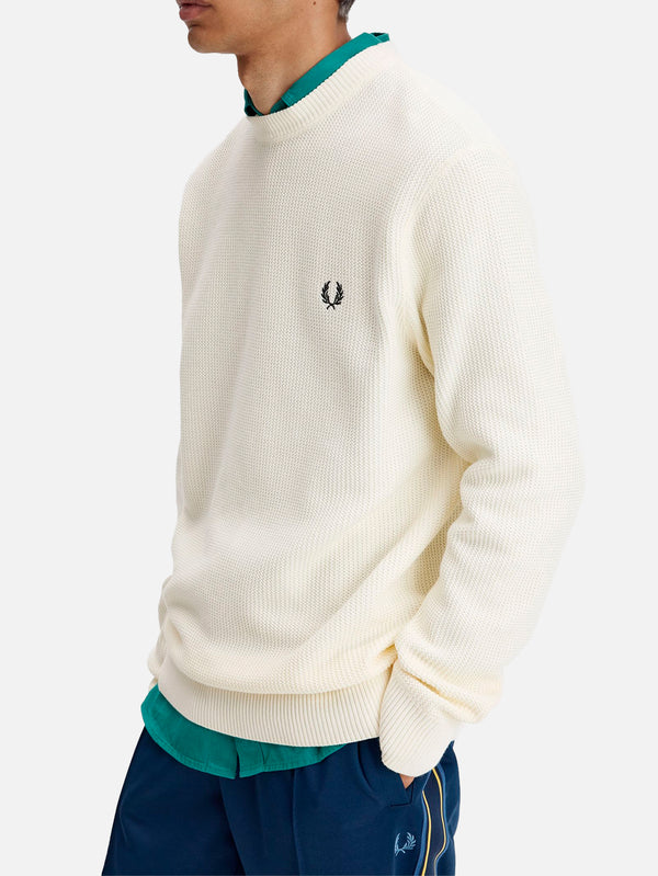 FRED PERRY - KAZAK - Textured Jumper - Ecru - shopi go'da!.