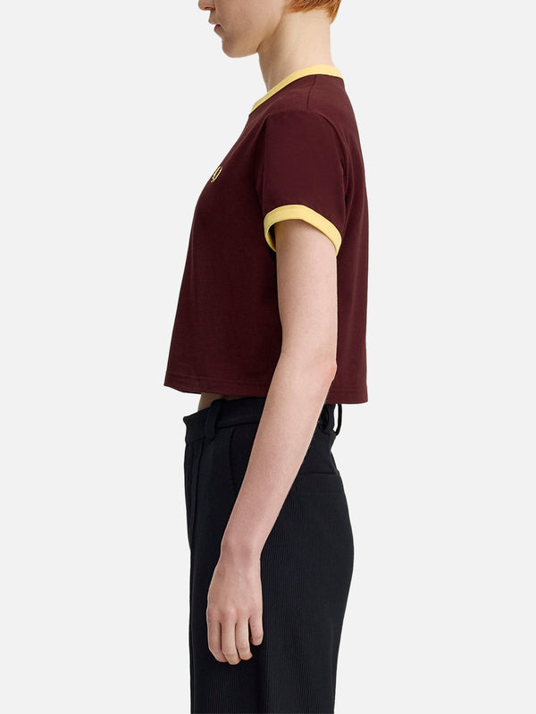 FRED PERRY - T-SHIRT - Cropped Ringer T-Shirt - Oxblood - shopi go'da!.