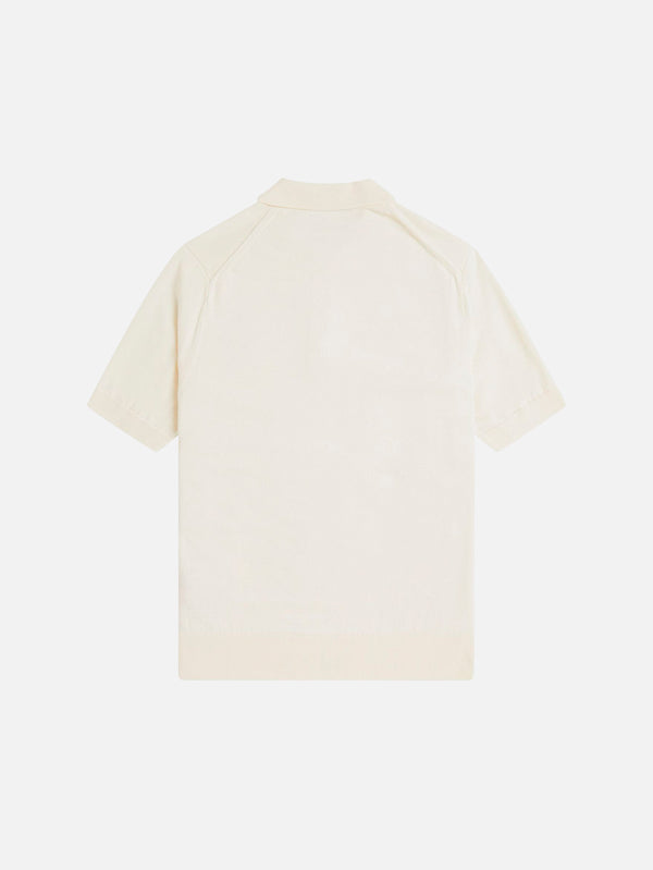 FRED PERRY - T-SHIRT - Cotton Knitted Shirt - Ecru - shopi go'da!.
