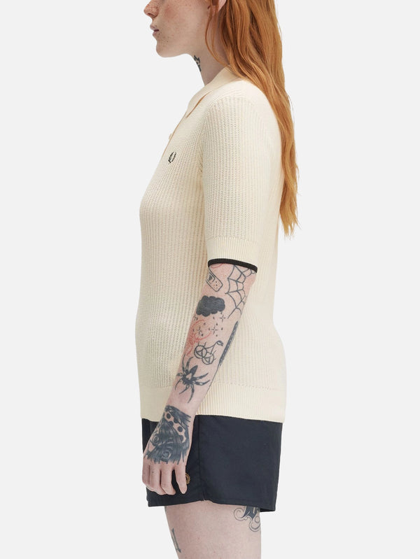 FRED PERRY - T-SHIRT - Mesh Knit Polo Shirt - Silky Peach - shopi go'da!.