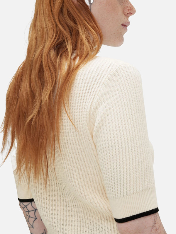 FRED PERRY - T-SHIRT - Mesh Knit Polo Shirt - Silky Peach - shopi go'da!.