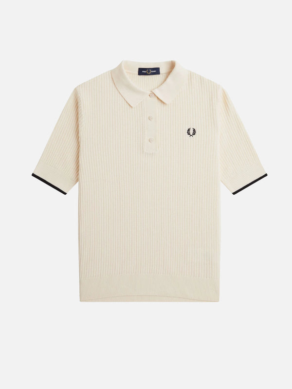 FRED PERRY - T-SHIRT - Mesh Knit Polo Shirt - Silky Peach - shopi go'da!.