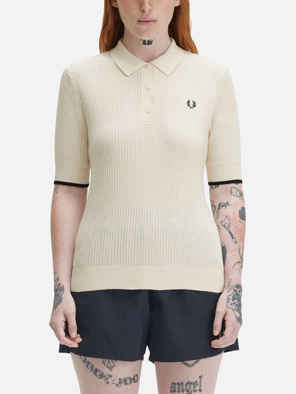 FRED PERRY - T-SHIRT - Mesh Knit Polo Shirt - Silky Peach - shopi go'da!.