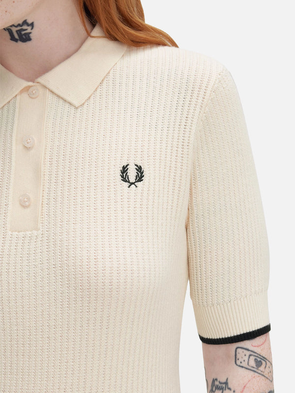 FRED PERRY - T-SHIRT - Mesh Knit Polo Shirt - Silky Peach - shopi go'da!.