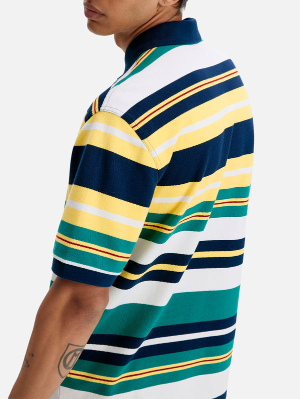 FRED PERRY - T-SHIRT - Striped Relaxed Polo Shirt - Lemon Barley - shopi go'da!.