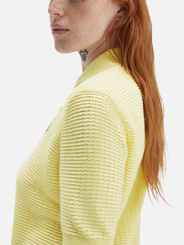 FRED PERRY - T-SHIRT - Textured Knit Polo Shirt - Champion's Gold - shopi go'da!.