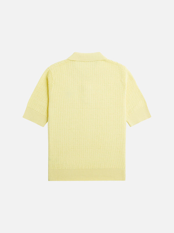 FRED PERRY - T-SHIRT - Textured Knit Polo Shirt - Champion's Gold - shopi go'da!.
