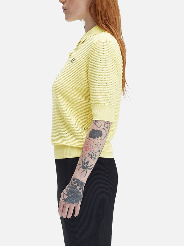 FRED PERRY - T-SHIRT - Textured Knit Polo Shirt - Champion's Gold - shopi go'da!.