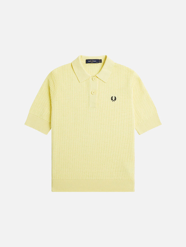 FRED PERRY - T-SHIRT - Textured Knit Polo Shirt - Champion's Gold - shopi go'da!.