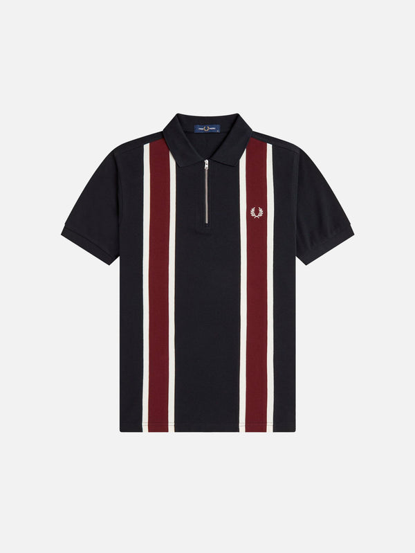 FRED PERRY - T-SHIRT - Tramline Polo Shirt - Black - shopi go'da!.