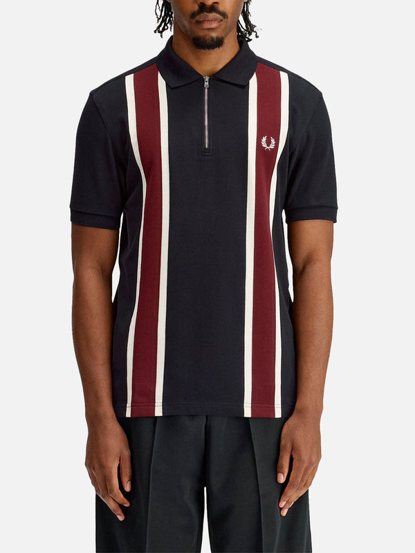 FRED PERRY - T-SHIRT - Tramline Polo Shirt - Black - shopi go'da!.