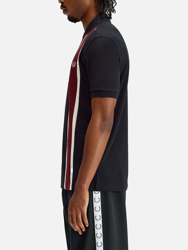 FRED PERRY - T-SHIRT - Tramline Polo Shirt - Black - shopi go'da!.