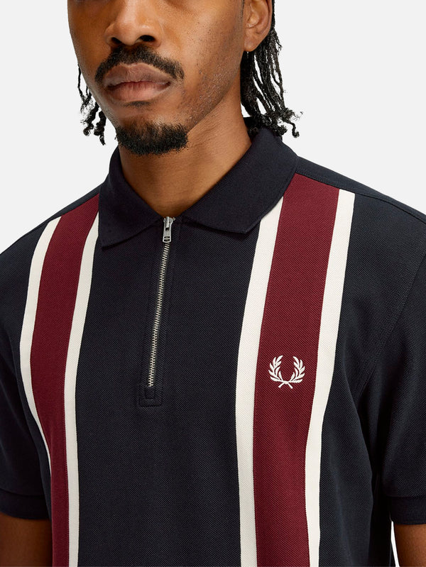 FRED PERRY - T-SHIRT - Tramline Polo Shirt - Black - shopi go'da!.