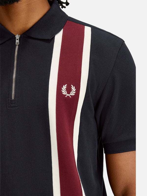 FRED PERRY - T-SHIRT - Tramline Polo Shirt - Black - shopi go'da!.