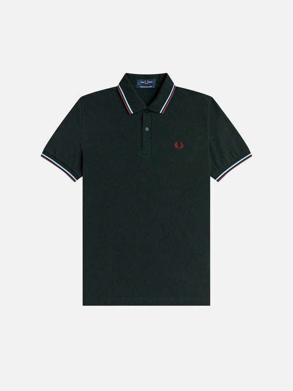 FRED PERRY - T-SHIRT - Twin Tipped Fred Perry Shirt - Night Green/Ice/Oxblood - shopi go'da!.