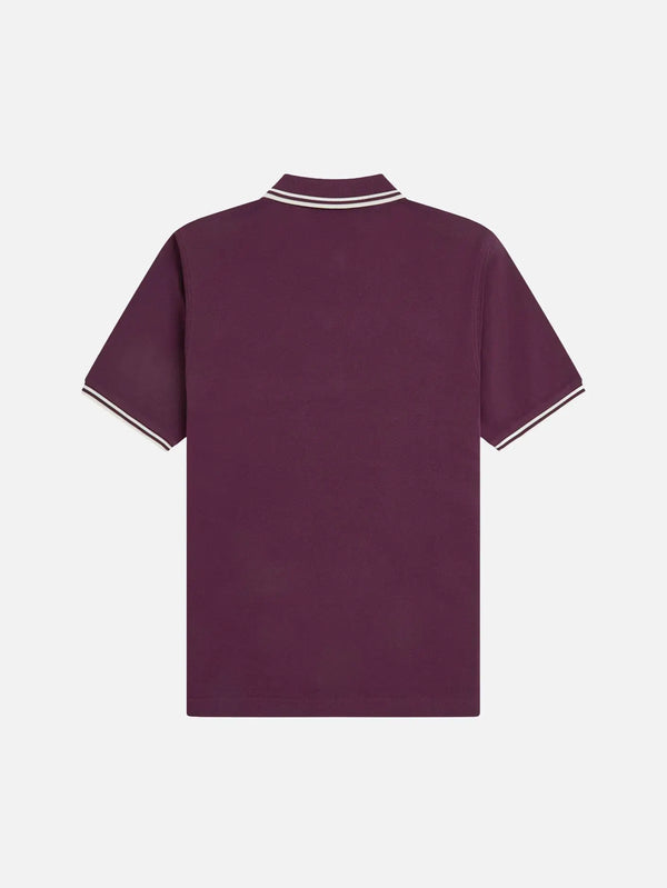 FRED PERRY Twin Tipped Fred Perry Shirt - Plum/Ecru – Plum/Ecru, arka görünüm