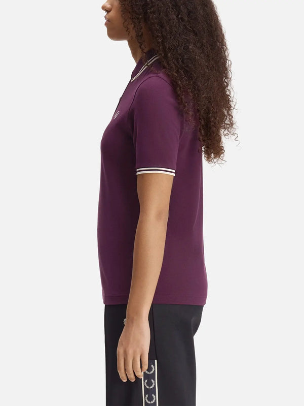 FRED PERRY Twin Tipped Fred Perry Shirt – Plum/Ecru, yan görünüm