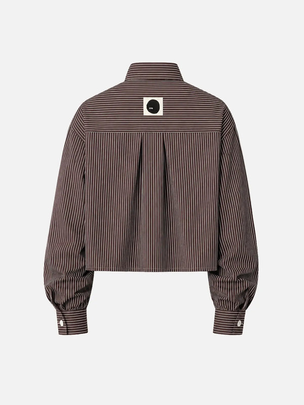 SHOPI GO Sumida Boxy Shirt - Dark Brown & White - Kategorize edilmemiş GÖMLEK