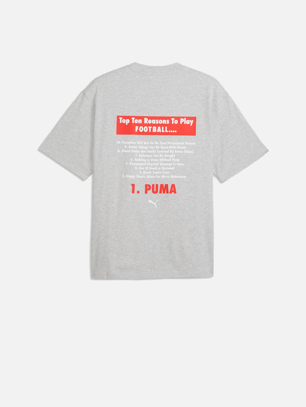PUMA Graphic Football Tee Dark Green – gri, arka görünüm