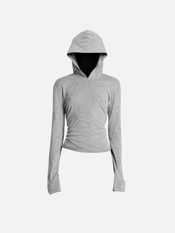 Nara Second Skin Hoodie Top - Melange Grey