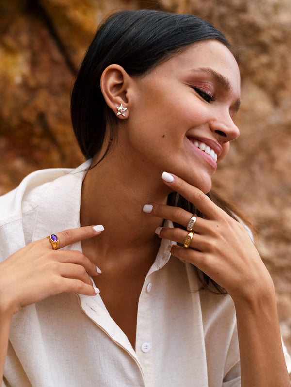 JEWELS FOR JOY, Sillver Star Earrings with Three-Color Tourmaline Stones - Admiratio, KÜPE, shopi go'da!