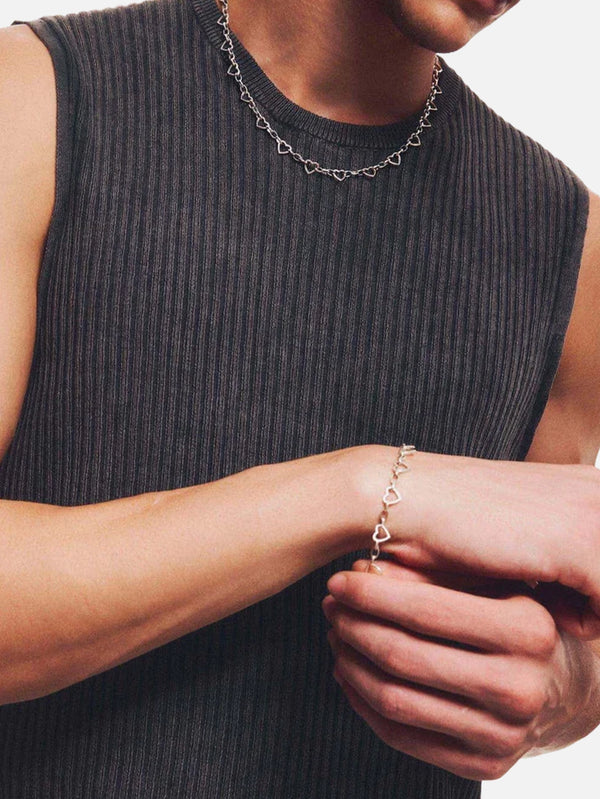 Heart Chain Bracelet - Silver
