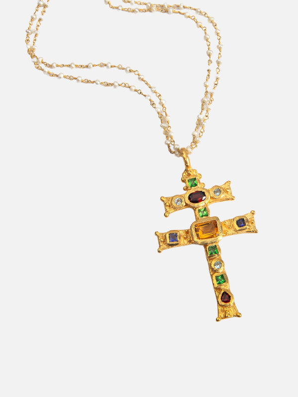 HESPERIDES - KOLYE - Cross of Lorraine Necklace - shopi go'da!.