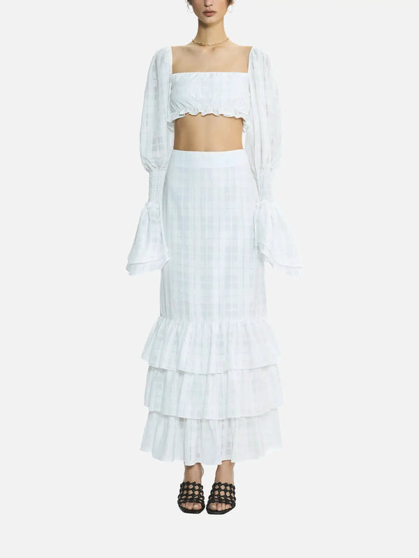 MI MAGIC LOVE Hola White Plaid Top – beyaz, ön görünüm