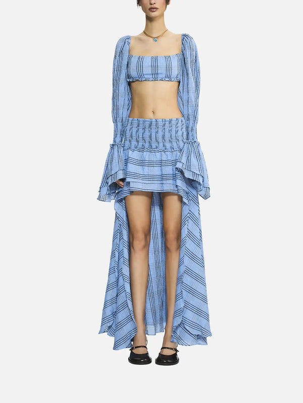 MI MAGIC LOVE Hola Blue Plaid Top – mavi, önden görünüm