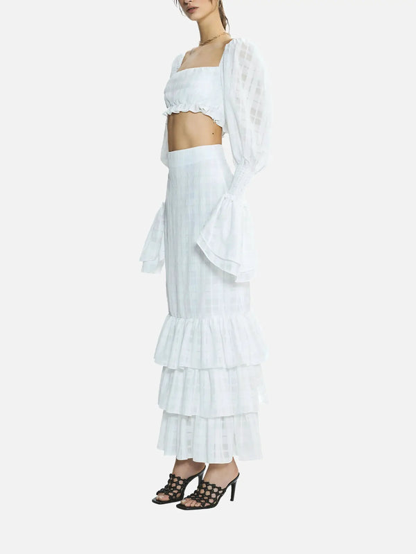 MI MAGIC LOVE Hola White Plaid Top – White Plaid, yandan görünüm