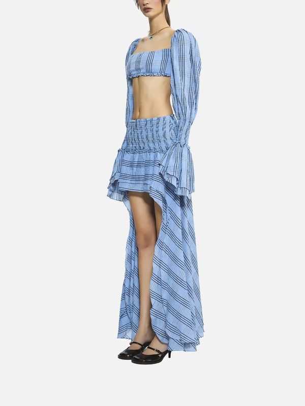 MI MAGIC LOVE Hola Blue Plaid Top – Blue Plaid, önden görünüm