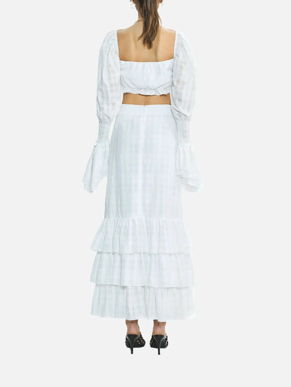 MI MAGIC LOVE Hola White Plaid Top – beyaz, arka görünüm