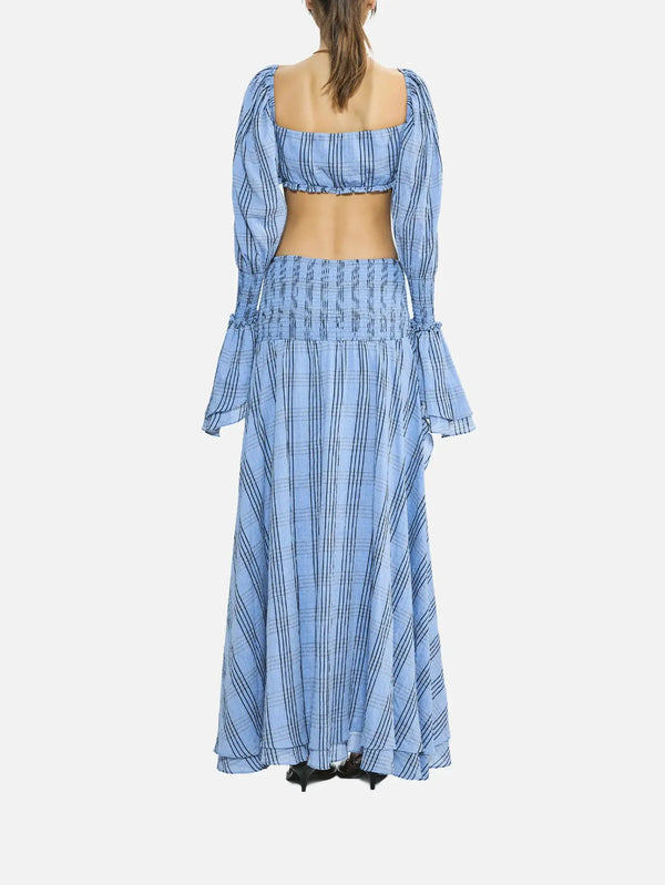 MI MAGIC LOVE Hola Blue Plaid Top – mavi, arkadan görünüm