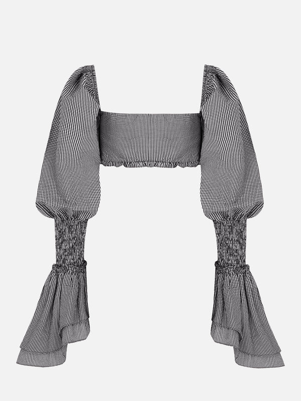 Hola Black Gingham Top