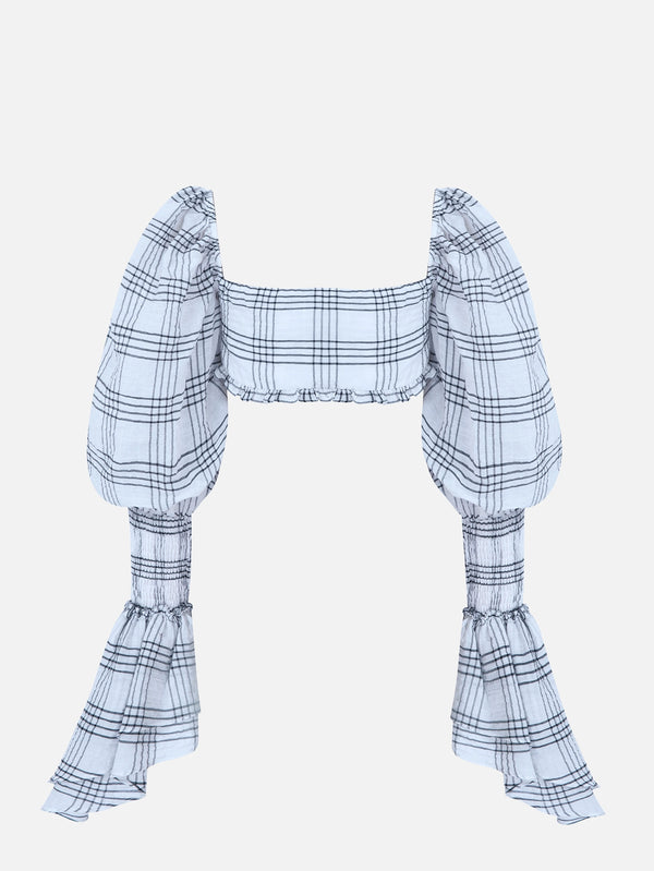 Hola White Black Plaid Top