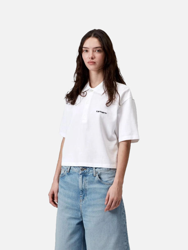 CARHARTT WIP, W' S/S Carhartt Script Polo TS - White/Black, T-SHIRT, shopi go'da!