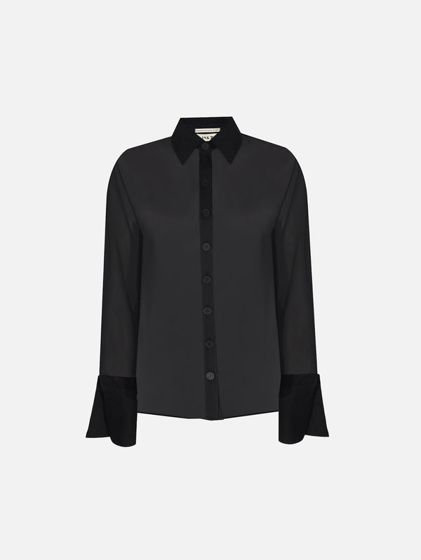 IN.K II - BLUZ - Sheer Aura Blouse - Black - shopi go'da!.