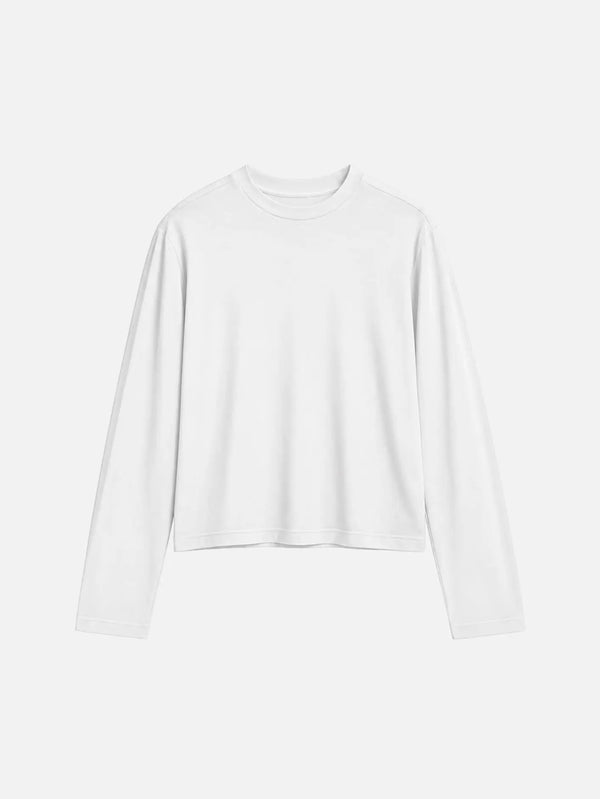 shopi go Itoshima Cropped Logsleeve T-Shirt – beyaz, önden görünüm