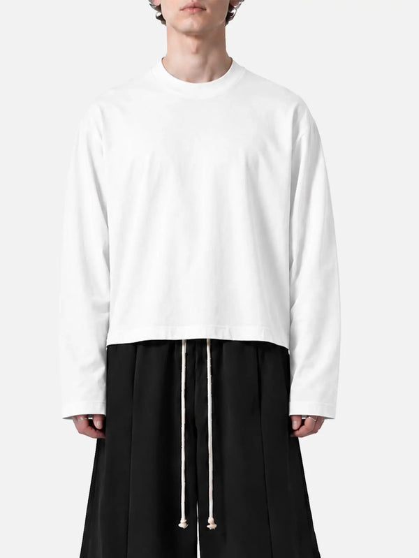 shopi go Itoshima Cropped Logsleeve T-Shirt – White, önden görünüm
