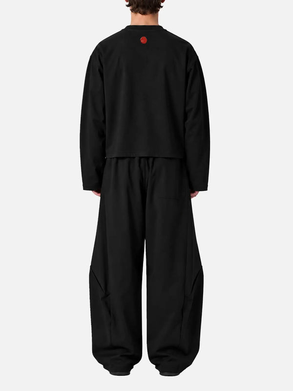 shopi go Itoshima Cropped Logsleeve T-Shirt – siyah, arka görünüm