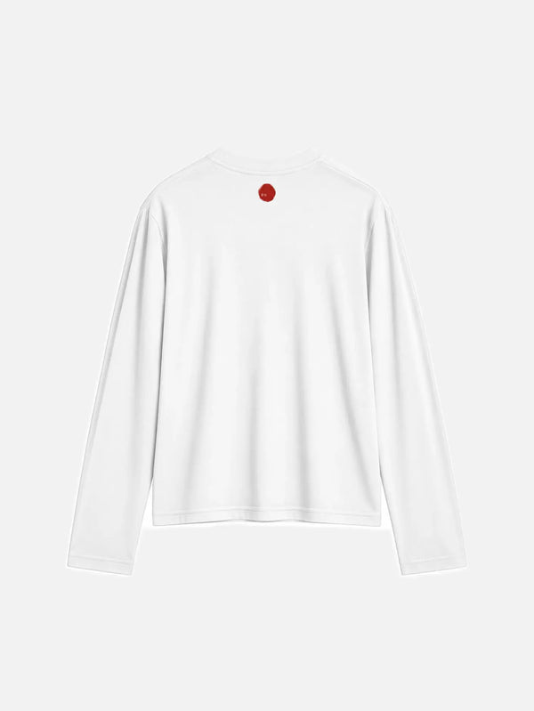 SHOPI GO Itoshima Cropped Logsleeve T-Shirt – White, arka görünüm