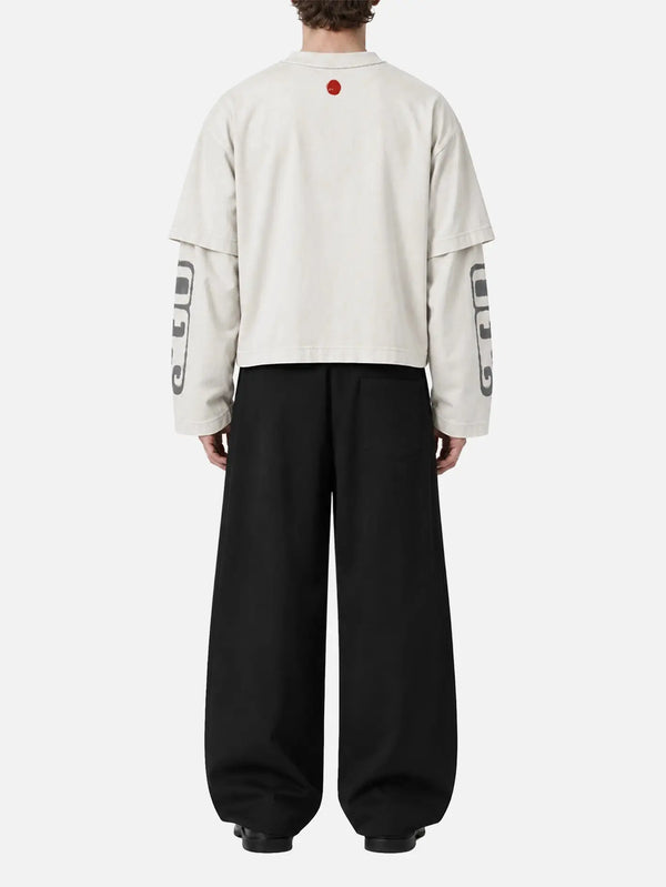 shopi go Itoshima Cropped Logsleeve T-Shirt – beyaz, arkadan görünüm