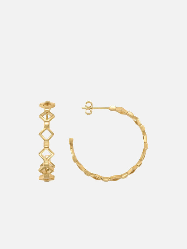 X STUDIO Silhouette Hoop Earrings – Gold, iki parça, önden görünüm