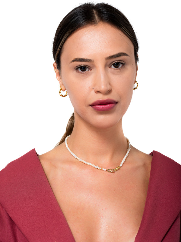 JEWELS FOR JOY - KOLYE - İnci dizili altın kaplama gümüş kolye - perle crème - shopi go'da!.