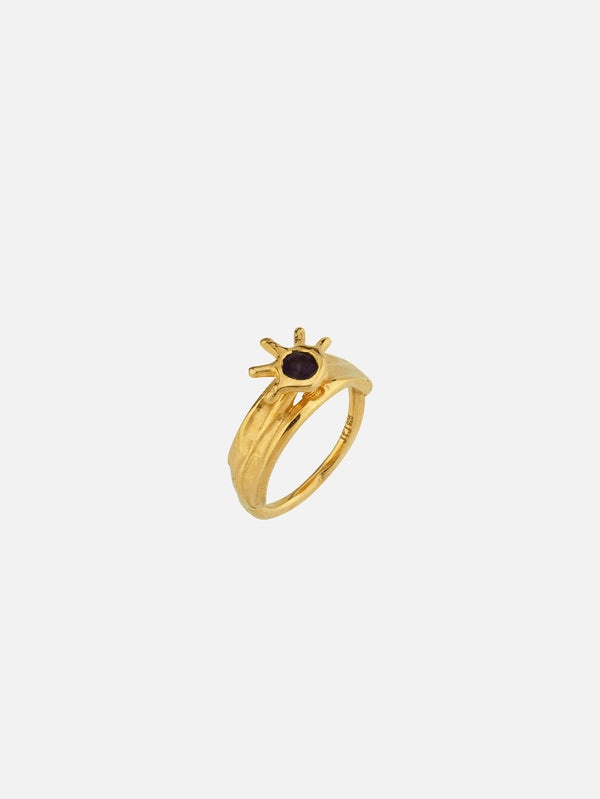 JEWELS FOR JOY - YÜZÜK - Lal Taşlı Altın Kaplama Yüzük - Gerbe - shopi go'da!.