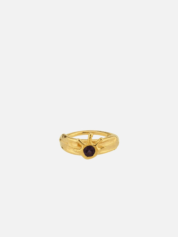 JEWELS FOR JOY - YÜZÜK - Lal Taşlı Altın Kaplama Yüzük - Gerbe - shopi go'da!.