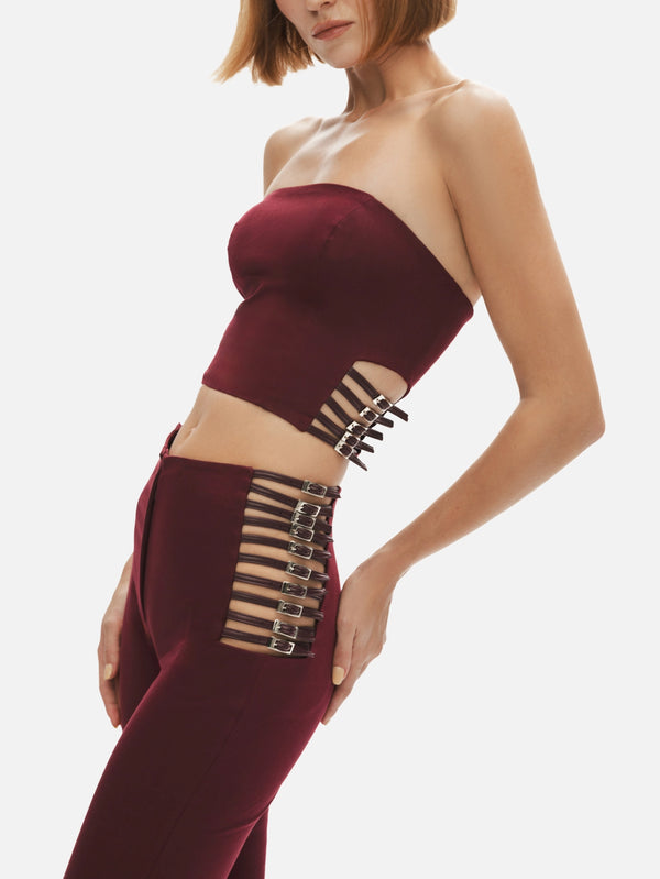 KHÉLA - PANTOLON - Power Trip Pants - Burgundy - shopi go'da!.
