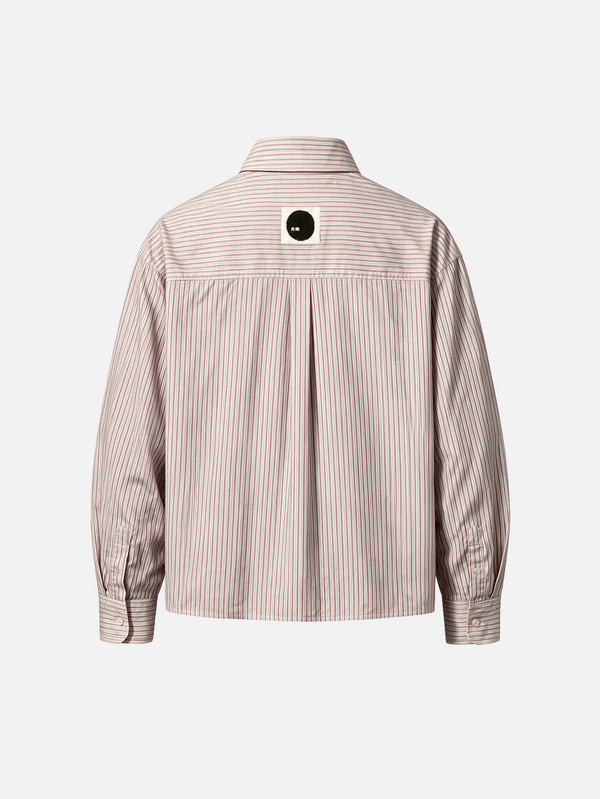 shopi go Kitami Oversize Shirt - Red&Grey&White – arka görünüm