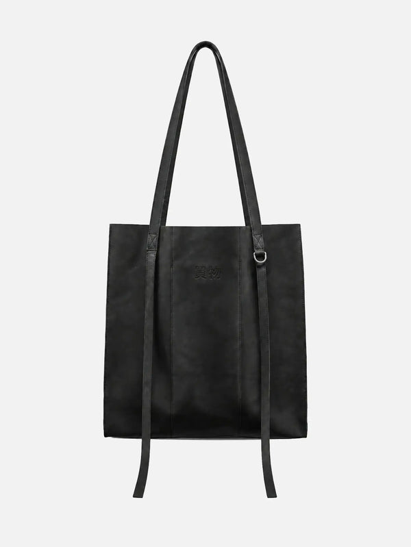 shopi go Kurobe Leather Tote Bag – siyah, önden görünüm