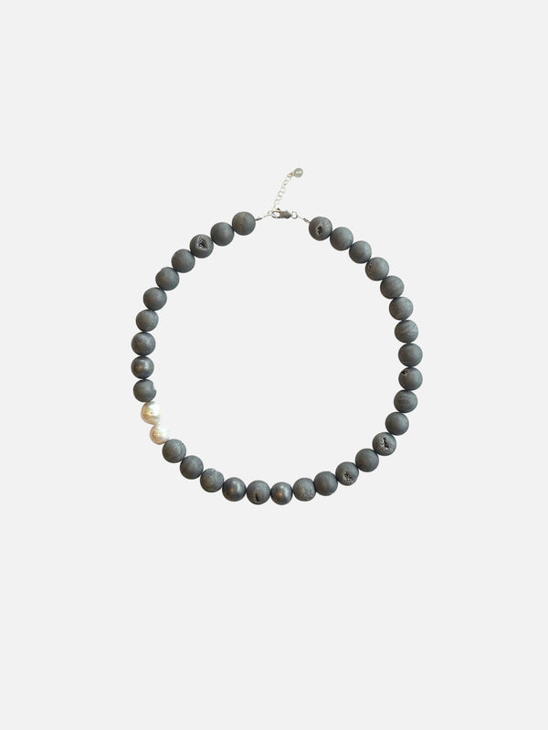 L'ATELIER DES PERLES - KOLYE - Lune Druzy Akik Taşı ve Barok İncili Kolye - shopi go'da!.
